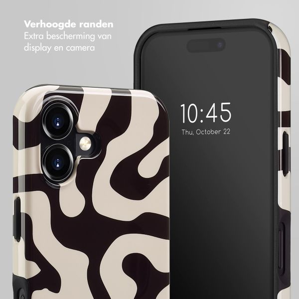 Selencia Vivid Tough Backcover met MagSafe iPhone 16 - Art Wave Black