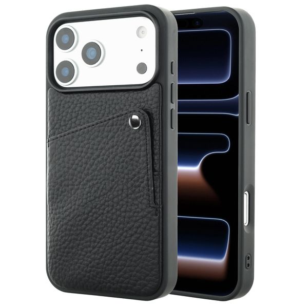 Selencia Riva Backcover met Pashouder Apple iPhone 17 Pro - Zwart