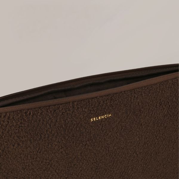 Selencia Teddy Laptophoes 13-14 inch - Laptopsleeve - Choco Brown