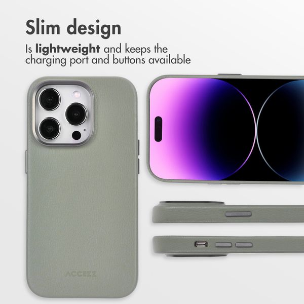 Accezz Leather Back Cover with MagSafe Apple iPhone 14 Pro - Light Grey
