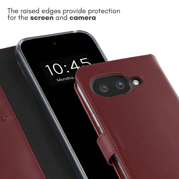 Selencia Genuine Leather Book Case Google Pixel 10a - Burgundy
