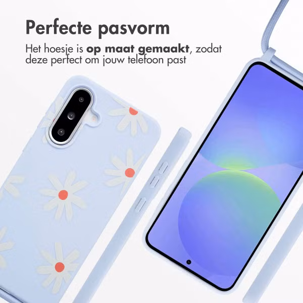 imoshion Siliconen design hoesje met koord Samsung Galaxy A36 / A56 - Lila Flower Distance