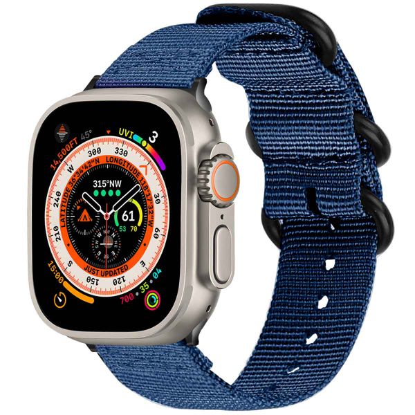 imoshion Nylon bandje Apple Watch Series 1-10 / SE / Ultra (2) - 42/44/45/46/49 mm - Donkerblauw