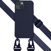 Selencia Siliconen hoesje met afneembaar koord Apple iPhone 13 - Donkerblauw