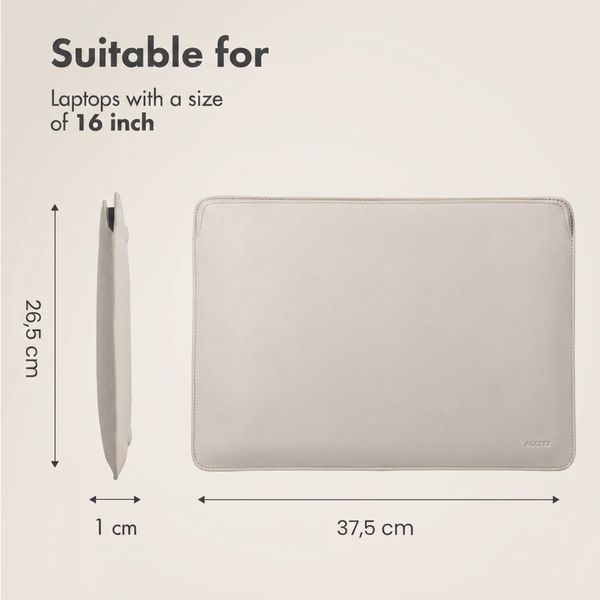 Accezz Leather laptop sleeve 16 inch - Beige