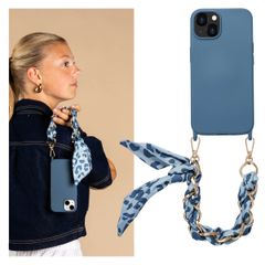 Selencia Backcover met luxe polskoord iPhone 14 - Blauw