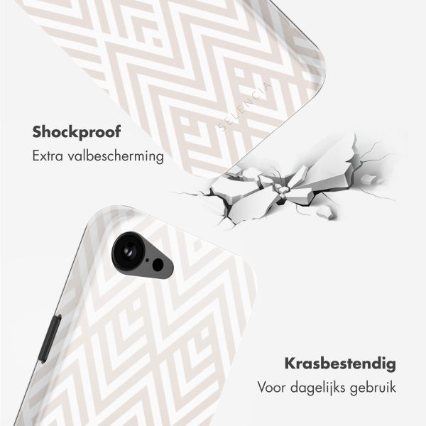 Selencia Vivid Backcover met MagSafe Apple iPhone 16e - Beige Zigzag