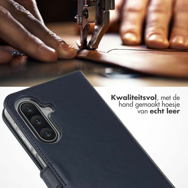 Selencia Echt Leren Bookcase Samsung Galaxy A17 - Blauw