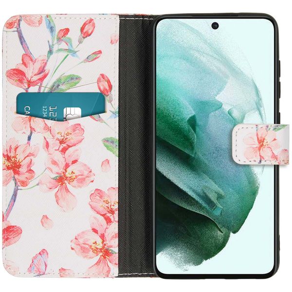 imoshion Design Softcase Bookcase Samsung Galaxy S21 FE - Blossom Watercolor White