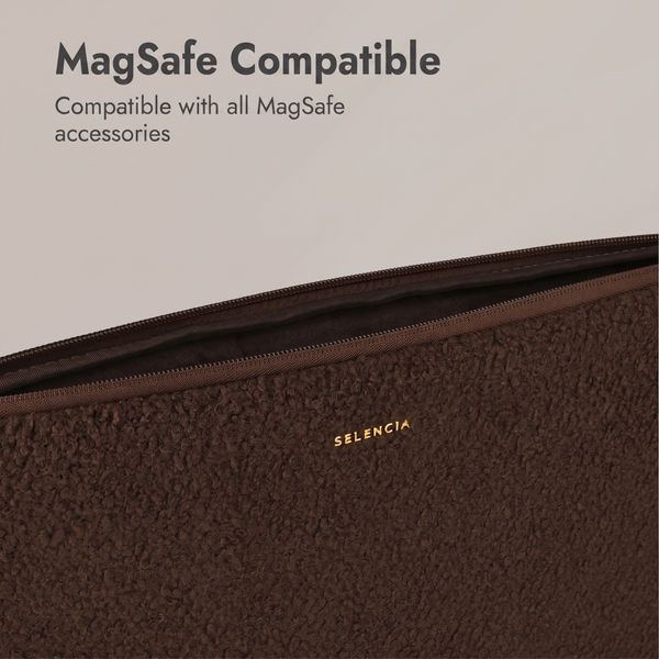 Selencia Teddy Laptop hoes 13-14 inch - Laptopsleeve - Choco Brown