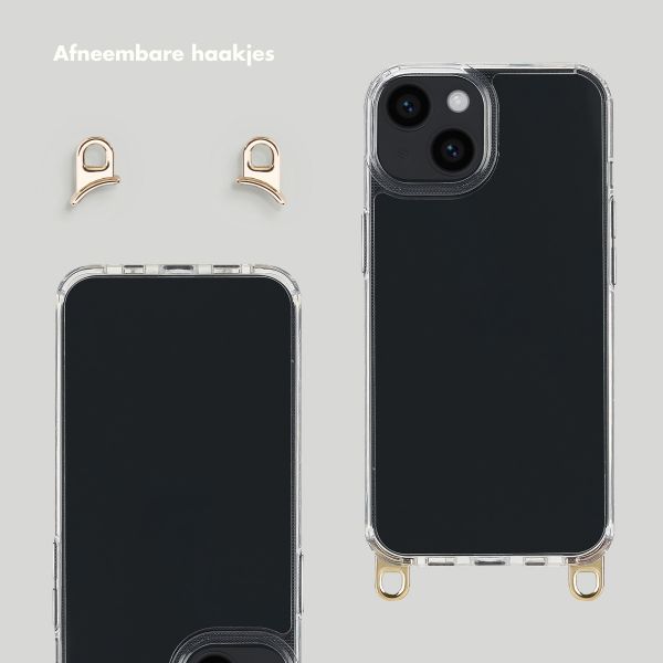 Selencia Transparent Case with Hooks + Lova Wrist Strap Apple iPhone 13 - Tortoise Leopard