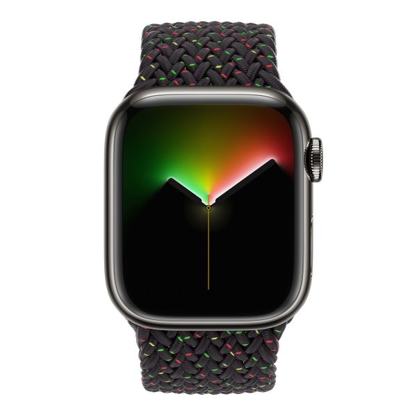 Apple Gevlochten solobandje Apple Watch | 44/45/46/49 mm - Maat 10 - Black Unity