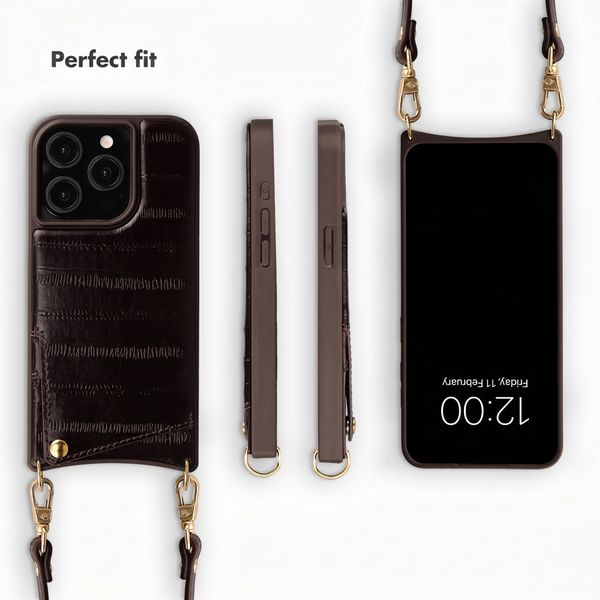 Selencia Nova Real Leather Back Cover with Card Holder Apple iPhone 15 Pro - Dark Chocolate
