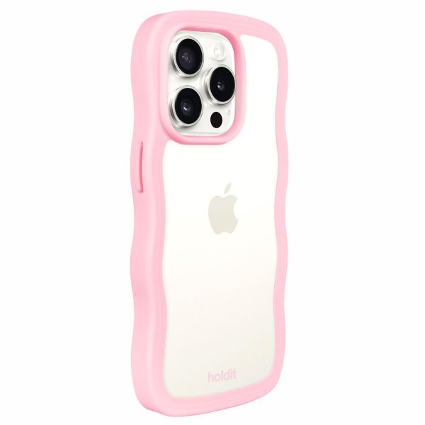 Holdit Wavy Case iPhone 15 Pro Max - Pink / Transparent