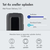 imoshion Powerbank met uittrekbare kabel 10.000 mAh - Power Delivery - USB-C + Lightning - Zwart - Huawei Watch Buds