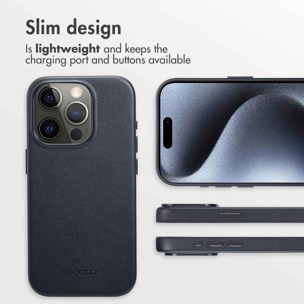 Accezz Leather Back Cover with MagSafe Apple iPhone 15 Pro - Onyx Black