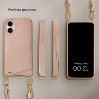 Selencia Nova Telefoonhoes met Koord en Pashouder Apple iPhone 16 - Dusty Rose