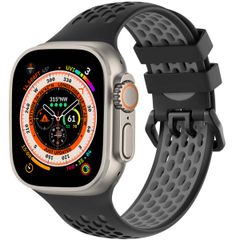 imoshion Siliconen sport bandje gesp Apple Watch Series 1 t/m 10 / SE / Ultra (2) (44/45/46/49 mm) - Zwart / Grijs