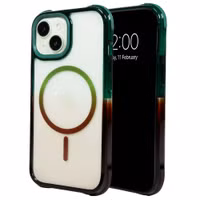 Selencia Gradient Backcover met MagSafe Apple iPhone 15 - Groen / Bruin