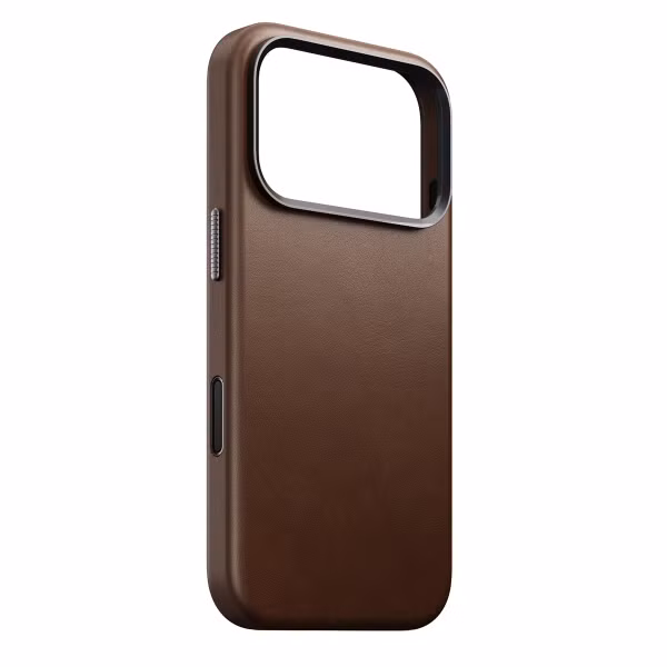 Nomad Traditional Leather Backcover met MagSafe Apple iPhone 17 Pro - Bruin