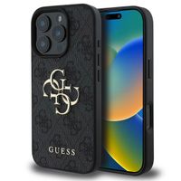 Guess 4G Metal Logo Backcover Apple iPhone 16 Pro Max - Zwart