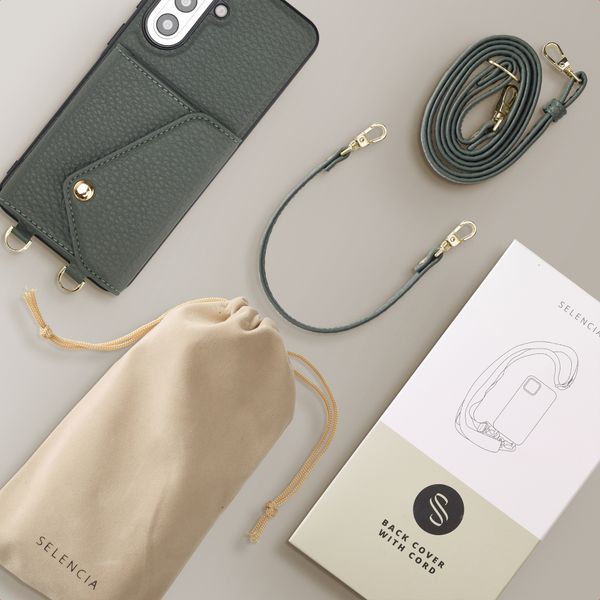 Selencia Sera Telefoonhoes met Koord en Envelop Pashouder Samsung Galaxy A57 (5G) - Sage Green