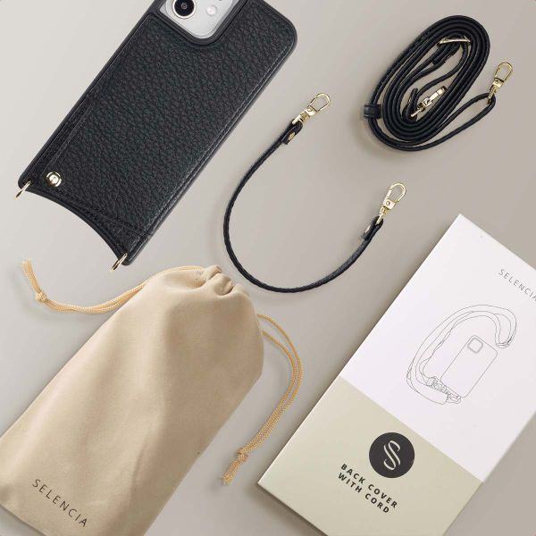 Selencia Nova Phone Case with Cord and Card Holder Apple iPhone 12 (Pro) - Black