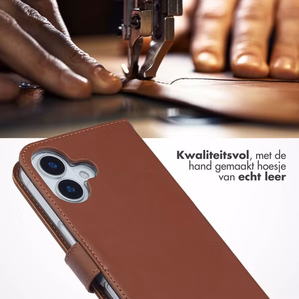 Selencia Echt Leren Bookcase Apple iPhone 17 - Lichtbruin