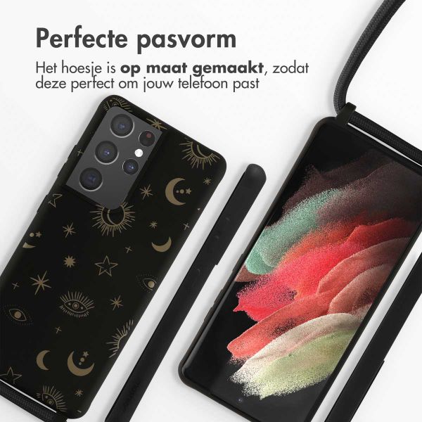 imoshion Siliconen design hoesje met koord Samsung Galaxy S21 Ultra - Sky Black