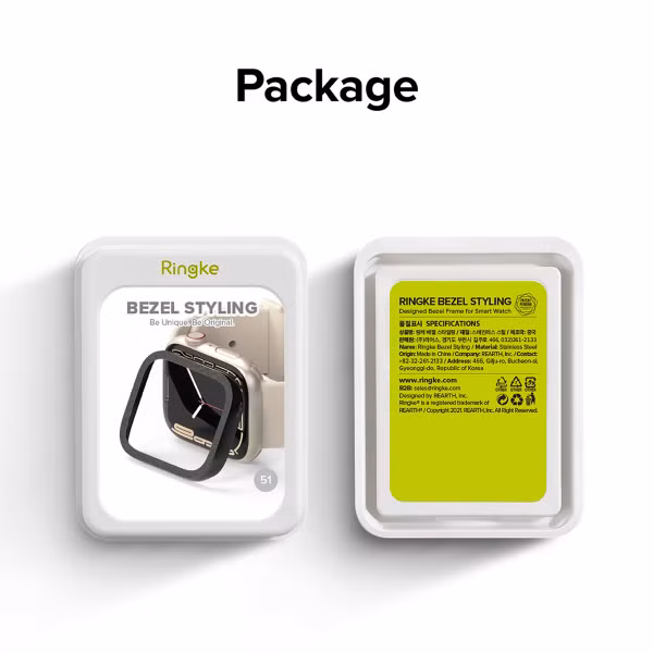 Ringke Bezel Styling Apple Watch Series 7 / 8 / 9 - 45 mm - Hairline Plain Black