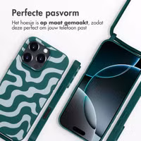 imoshion Siliconen design hoesje met koord Apple iPhone 16 Pro Max - Petrol Green Groovy