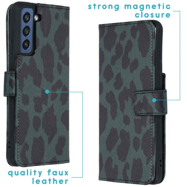 imoshion Design Softcase Bookcase Galaxy S21 FE - Green Leopard