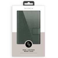 Selencia Echt Leren Bookcase Apple iPhone 12 (Pro) - Groen