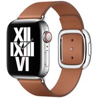 Apple Leather Band Modern Buckle Apple Watch Series 1 t/m 9 / SE (38/40/41 mm) | Series 10 / 11 (42 mm) - Maat L - Saddle Brown