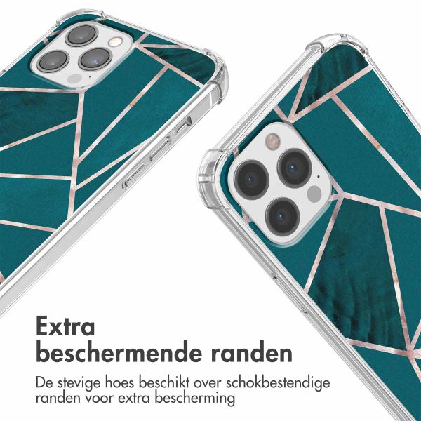 imoshion Design hoesje met koord iPhone 12 (Pro) - Petrol Green Graphic