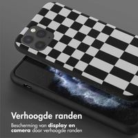 Selencia Siliconen design hoesje met afneembaar koord iPhone 11 Pro - Irregular Check Black