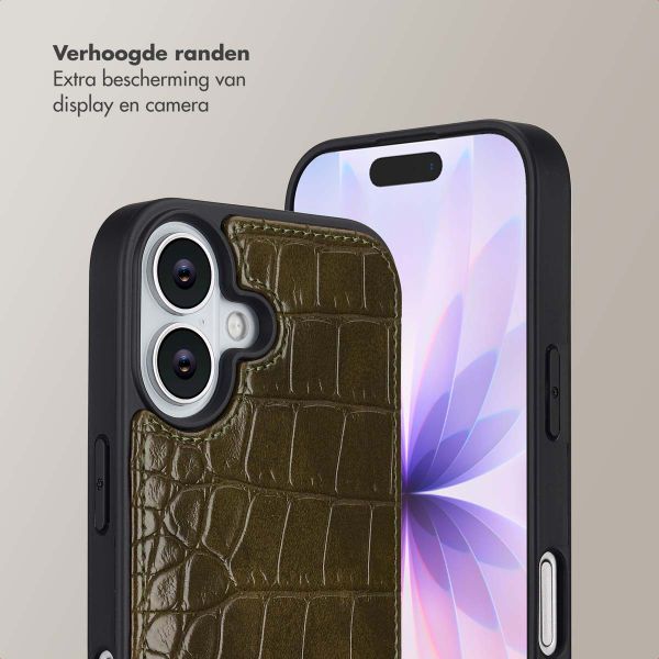Selencia Nova Croco Telefoonhoes met Koord en Pashouder Apple iPhone 17 - Dark Olive