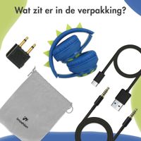 imoshion Kids Dino Bluetooth Headphones - Kinder koptelefoon met decibelbegrenzer - Draadloze koptelefoon + AUX kabel - Cobalt Blue / Lime