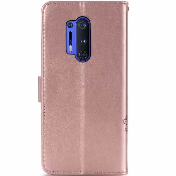 Klavertje Bloemen Bookcase OnePlus 8 Pro - Roze