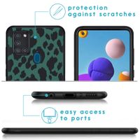 imoshion Design hoesje Samsung Galaxy A21s - Luipaard - Groen / Zwart