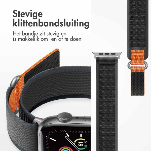 imoshion Nylon Trail bandje Apple Watch Series 1 t/m 9 / SE (38/40/41 mm) | Series 10 / 11 (42 mm) - Black / Grey