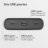 imoshion Laptop Powerbank 20.000 mAh - Quick Charge en Power Delivery - 100W - Zwart