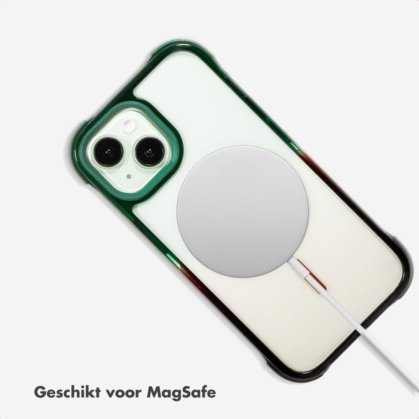 Selencia Gradient Backcover met MagSafe Apple iPhone 15 - Groen / Bruin