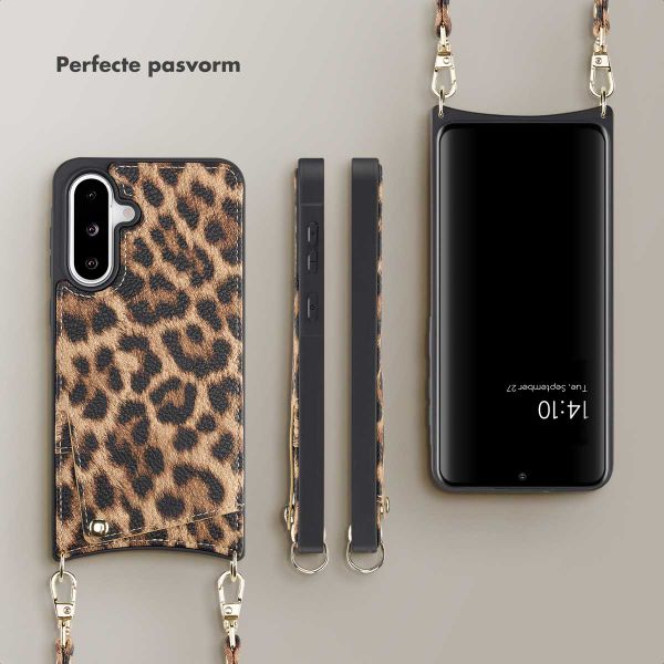 Selencia Nova Backcover met koord en pashouder Samsung Galaxy A36 / A56 - Leopard