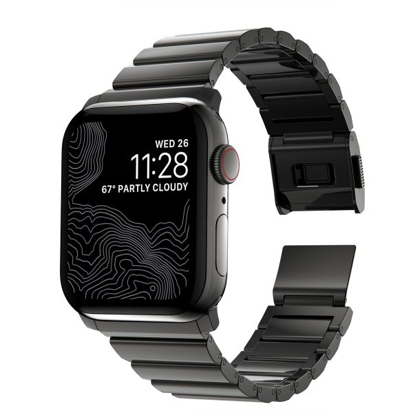 Nomad Magnetische stalen schakelband Apple Watch Series 1 t/m 10 / SE / Ultra (2) (44/45/46/49 mm) - Grafiet