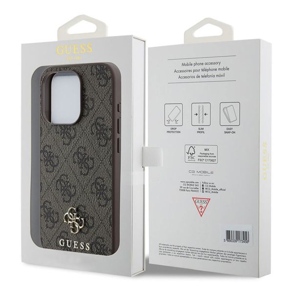 Guess 4G Metal Logo Backcover MagSafe iPhone 15 Pro - Bruin