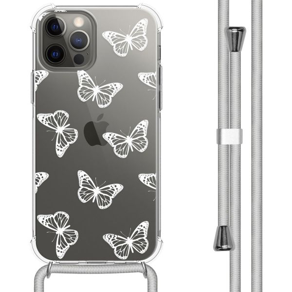 imoshion Design hoesje met koord iPhone 12 (Pro) - Butterfly