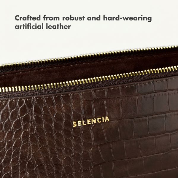 Selencia Croco laptop sleeve 13 inch - Choco Brown