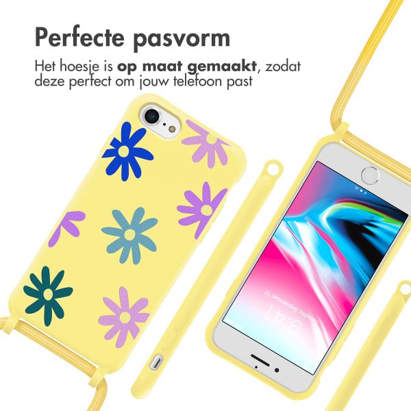 imoshion Siliconen design hoesje met koord iPhone SE (2022 / 2020) / 8 / 7 - Yellow Flower Distance