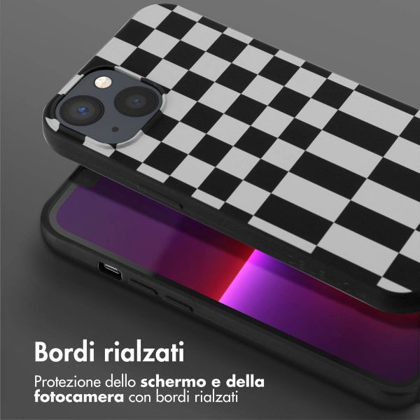 Selencia Siliconen design hoesje met afneembaar koord Apple iPhone 13 Pro - Irregular Check Black